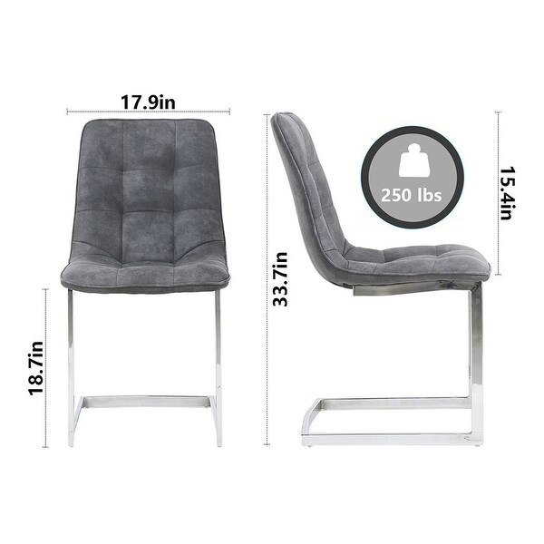 Set of 2 Dining Chairs Kitchen Upholstered Chair Grey - 18x34