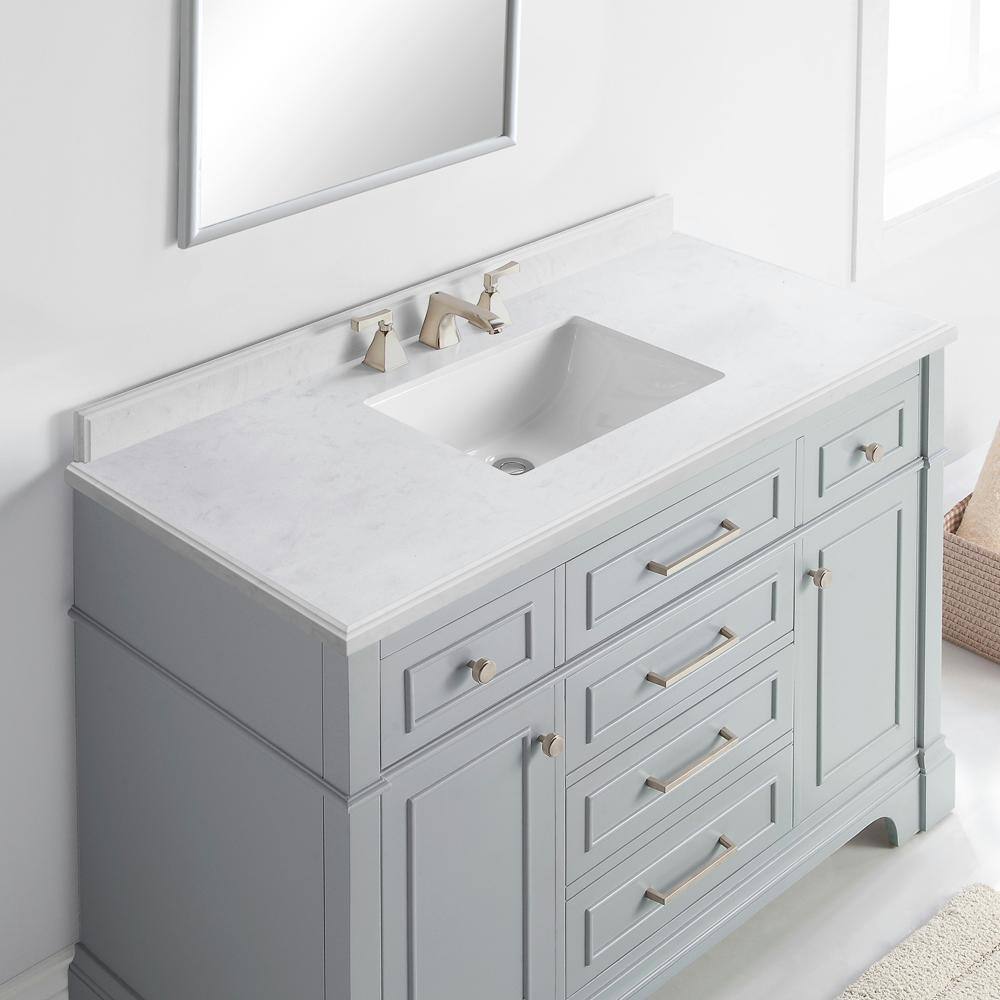 Home Decorators Collection Melpark 48 in. W x 22 in. D x 34.5 in. H Bath Vanity in Dove Gray with White Cultured Marble Top Melpark 48G