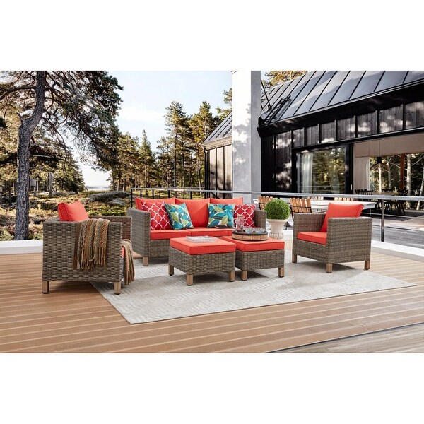 5Piece Outdoor Wicker Patio Conversation Set