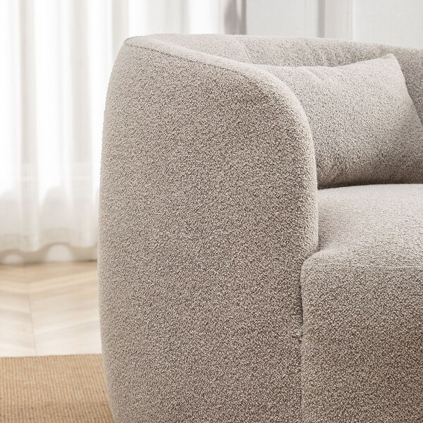 Poly Blend Boucle Fabric Upholstered Swivel Armchair