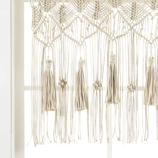 Boho Macrame Tassel Cotton Window Valance Tan Lush D cor