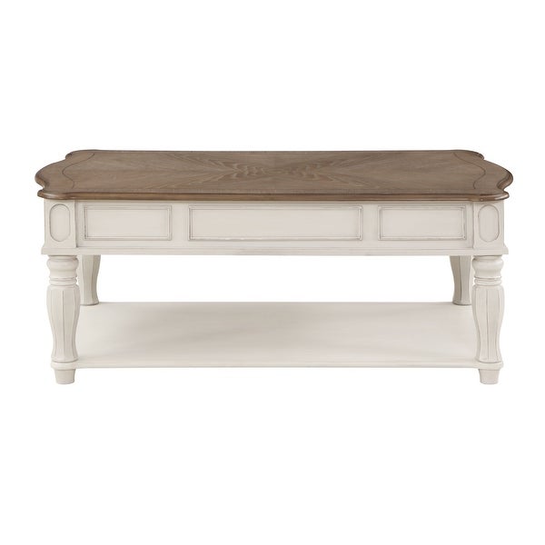 ACME Florian Coffee Table with Lift Top in Oak and Antique White