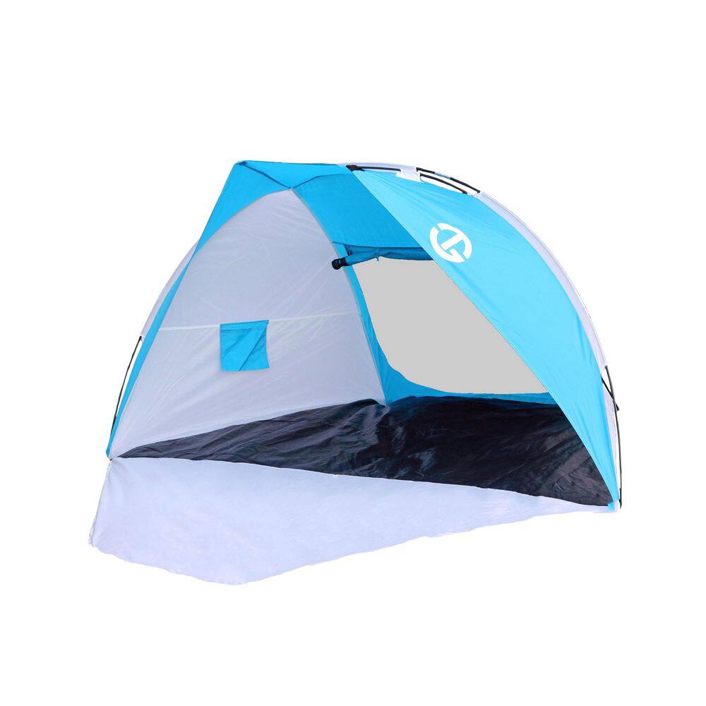 Tahoe Gear Cruz Bay Summer Sun Shelter and Beach Shade Tent Canopy Blue and White TGT-CRUZBAY-2-B