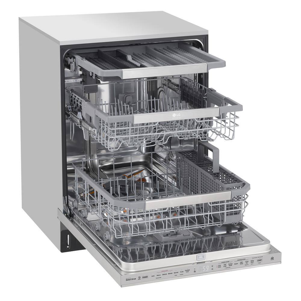 LG STUDIO 24 in. Printproof Stainless Steel Top Control Built-In Dishwasher with Stainless Steel Tub QuadWash TrueSteam 40 dBA LSDT9908SS