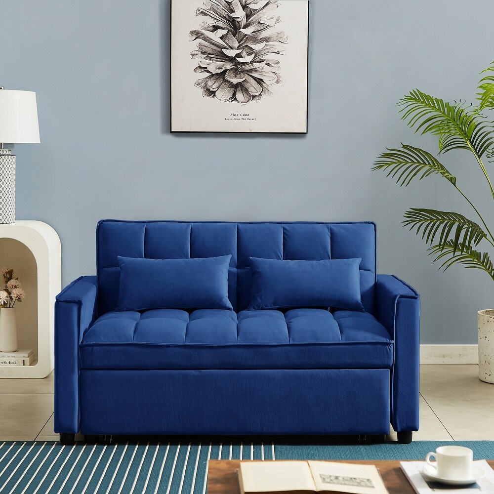 Velvet Convertible Loveseat Sleeper Sofa Couch with Adjustable Backrest