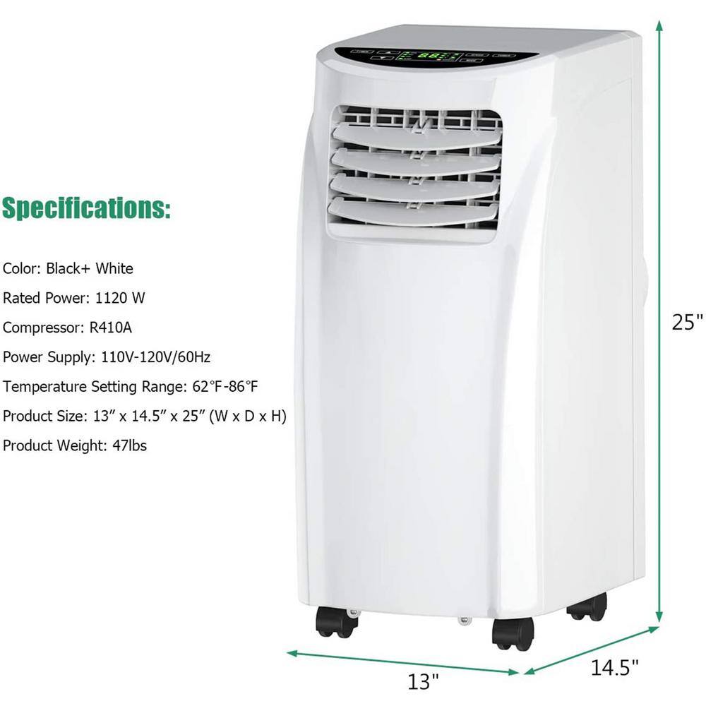 Gymax 3-in 1 8000 BTU Portable Air Conditioner Cooler Fan Dehumidifier with Wheels GYM07548