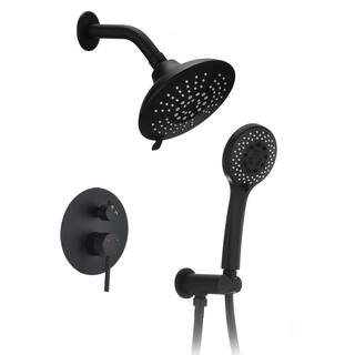 YASINU 5-Spray Hand Shower and Shower Head Combo Wall Bar Shower Kit in Matte Black YNAE865MB