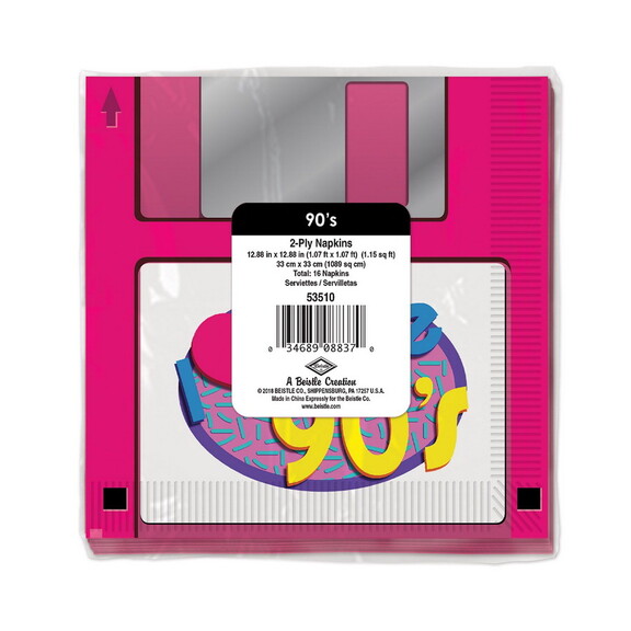 Beistle 53510 90's Floppy Disk Luncheon Napkins  (...