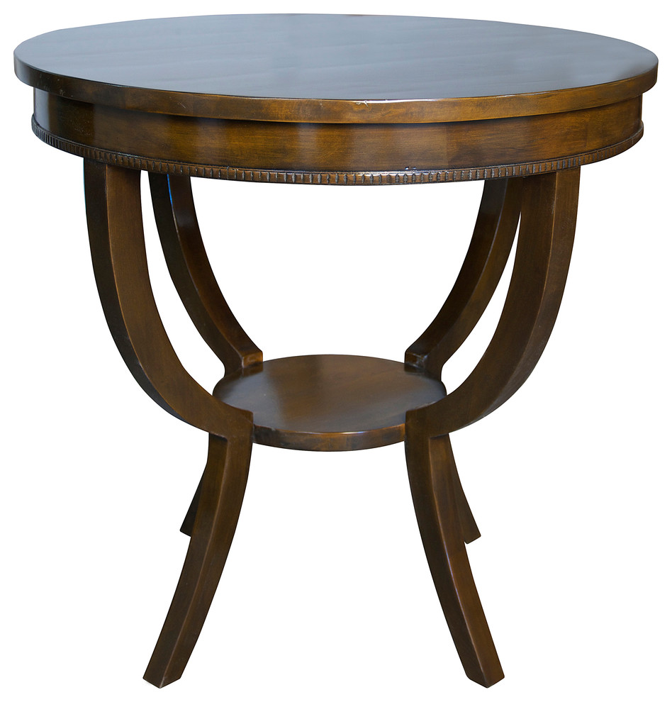 Scheffield Round End Table  Distressed Brown   Transitional   Side Tables And End Tables   by HedgeApple  Houzz