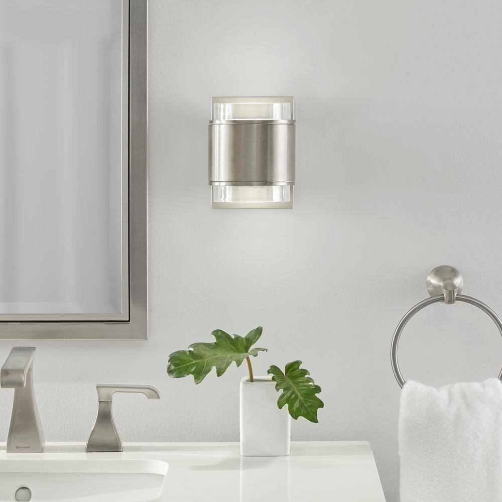 Home Decorators Collection Upton Brushed Nickel LED Sconce JJM3482L