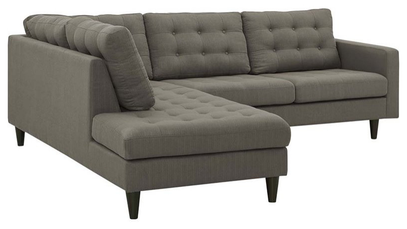 Modway Empress 2 Piece Fabric Upholstered Right Facing Sectional in Granite Gray   Midcentury   Sectional Sofas   by Homesquare  Houzz