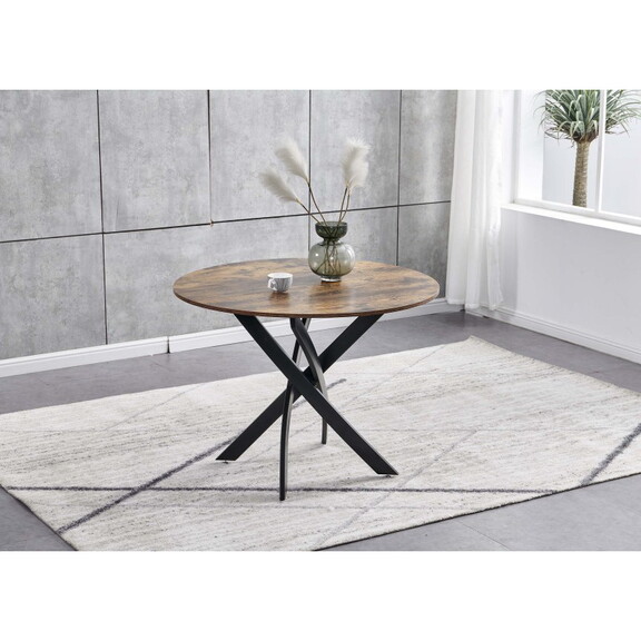 Round MDF Dining Table  Printed Walnut Table Top a...