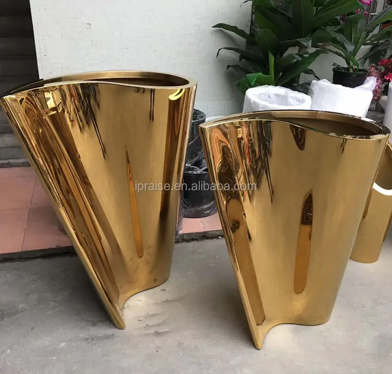 Outdoor garden supplies home decor floor vase / large stainless steel flower pots/ planters for entrance