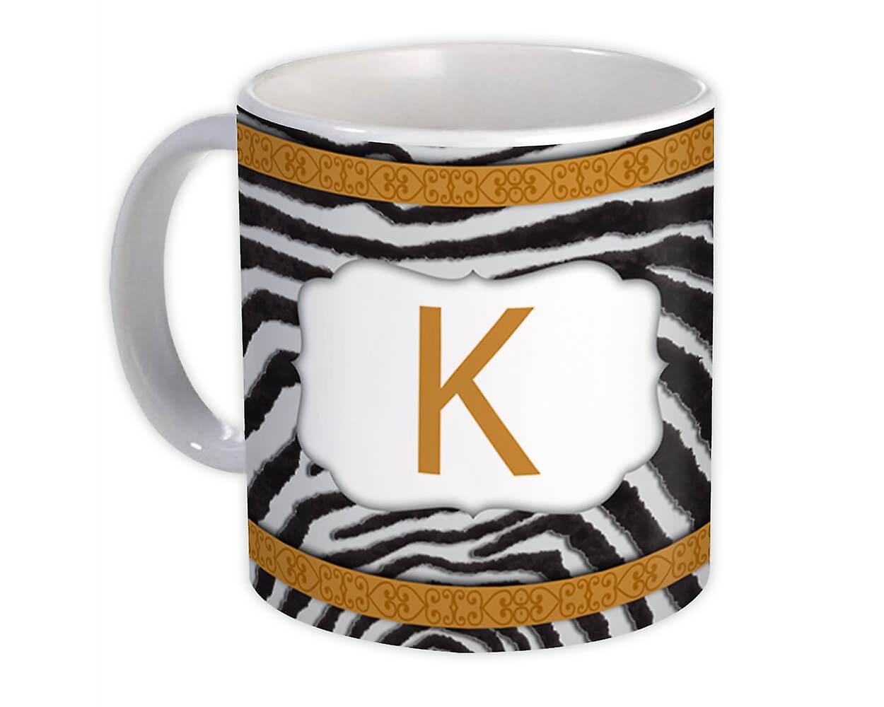 Gift Mug: Monogram Letter K Zebra