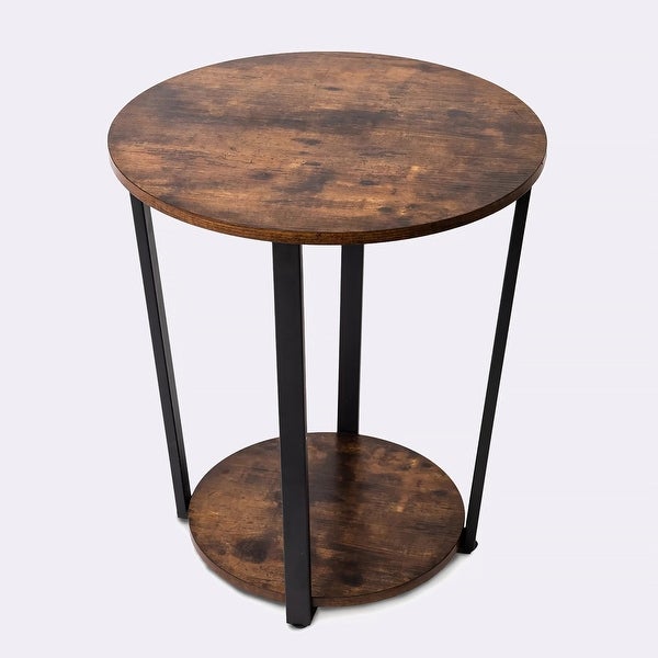 2-Tier Industrial Round Side Table