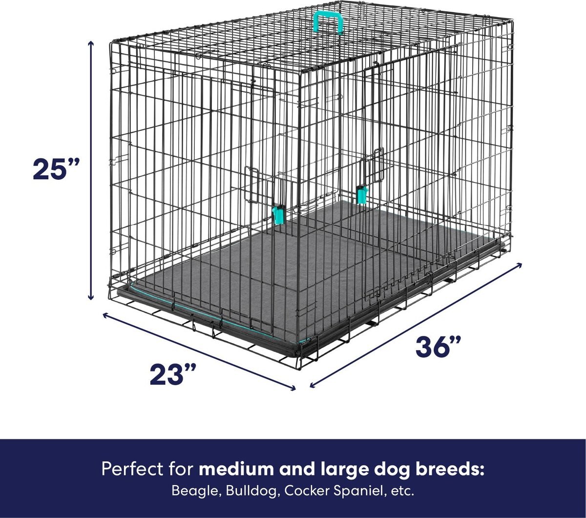 Frisco Heavy Duty Enhanced Lock Double Door Fold and Carry Wire Dog Crate and Mat Kit