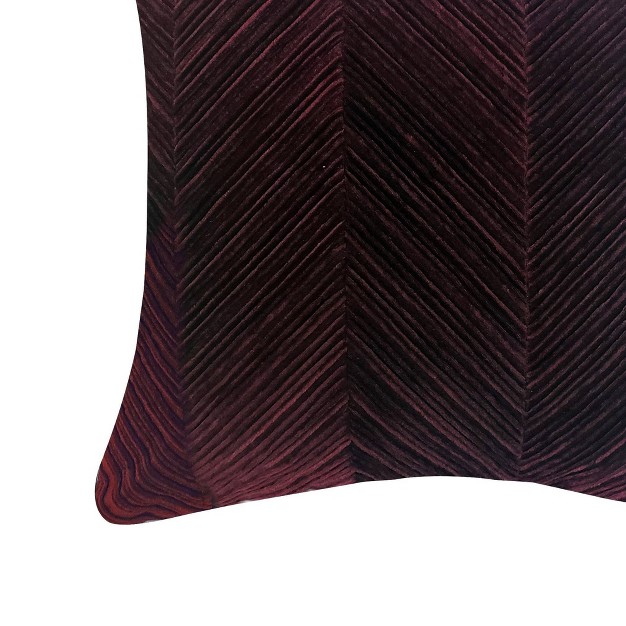 Oversize Lexington Velvet Pleated Chevron Square Throw Pillow Dark Purple Edie home