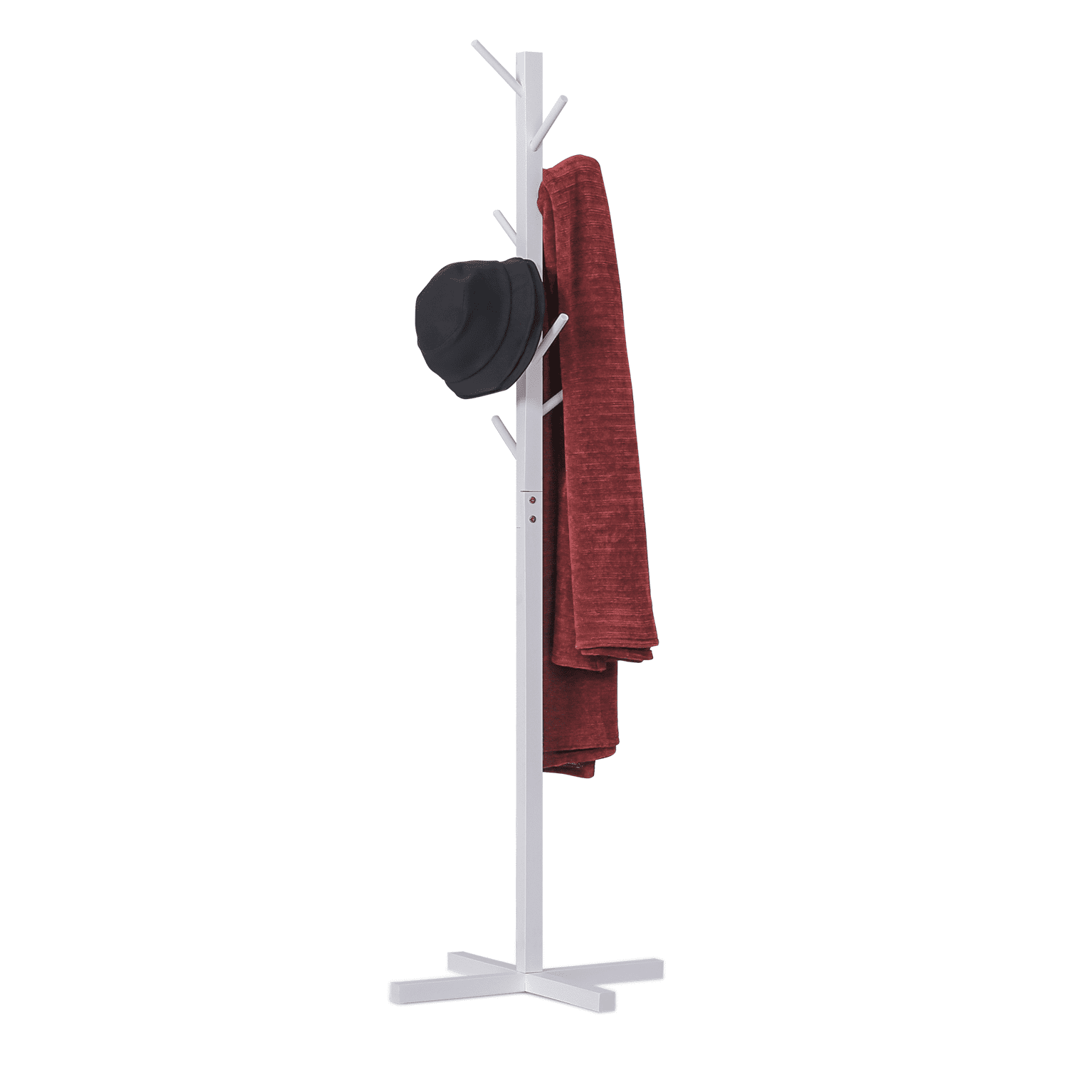 Magshion Wood Modern Coat Rack， Free Standing Hat Clothes Storage Stand， White， for Entryway Mudroom