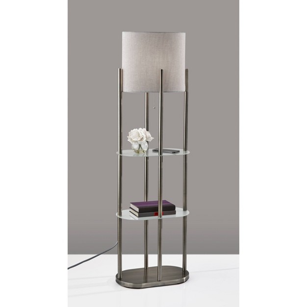 Norman Shelf Floor Lamp Silver Adesso