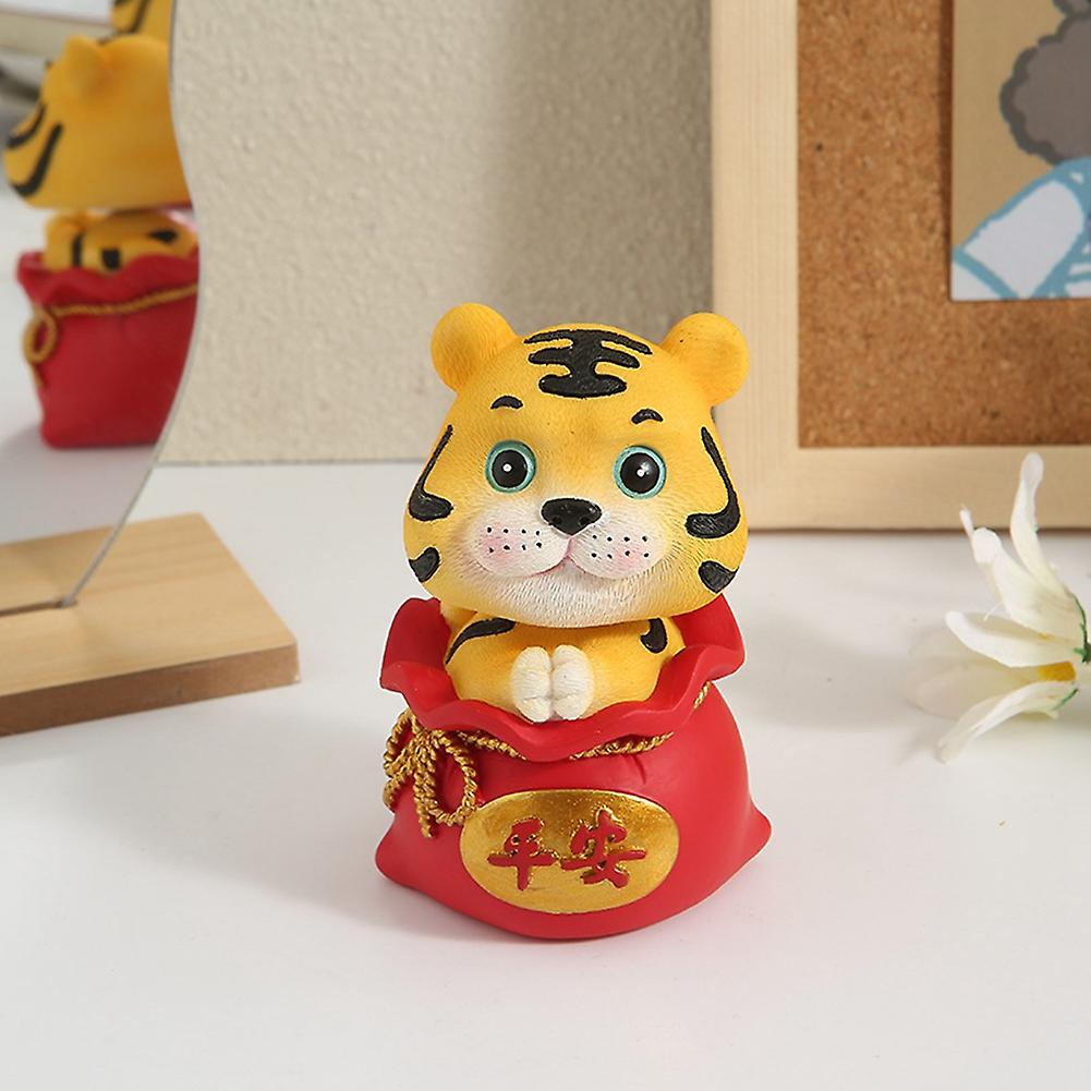 Car Money Bag Tiger Ornaments Creative Resin Crafts Good Fortune Lucky Sculpture Decoration For Car Office Bedroom Living Room Study Full Of Vigor And