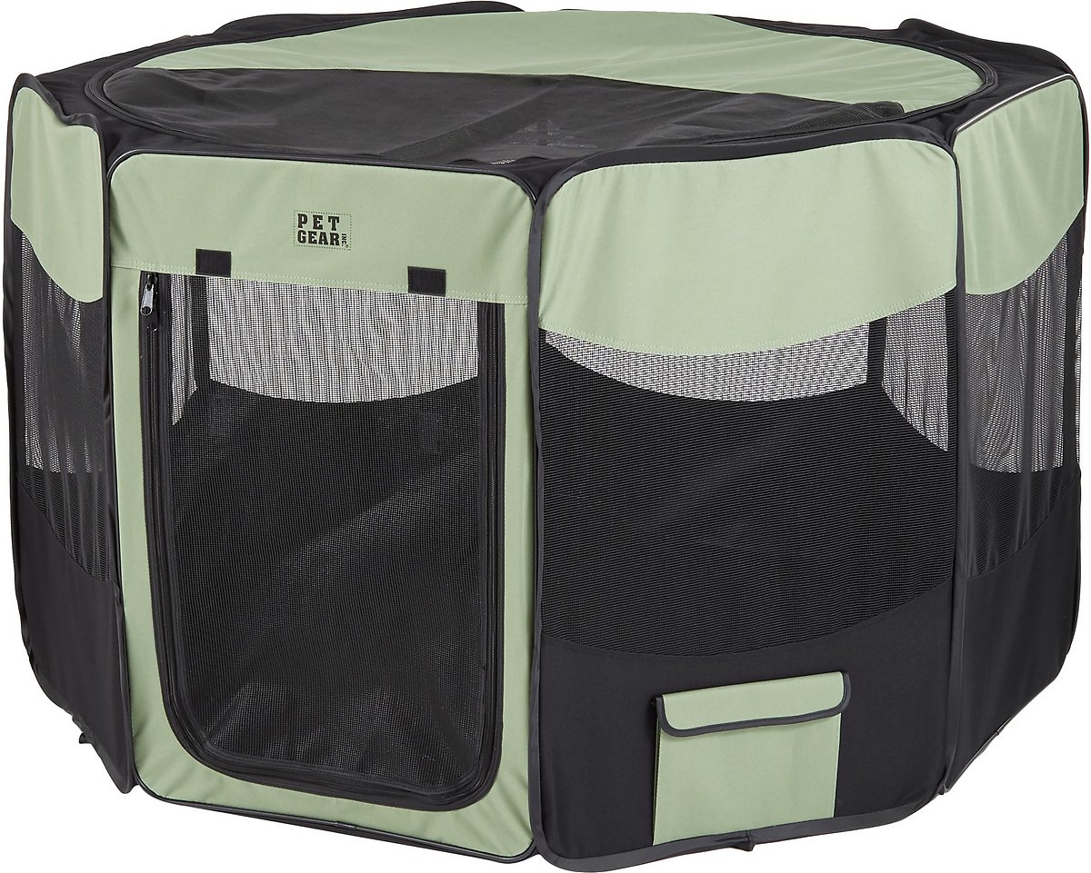 Pet Gear Travel Lite Soft-Sided Dog and Cat Pen with Removable Top， Sage， Large