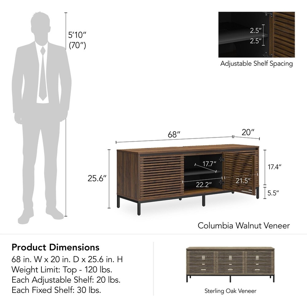 Alphason Studio 68 inch Media Console with Steel Post Base for TVs up to 77 inches