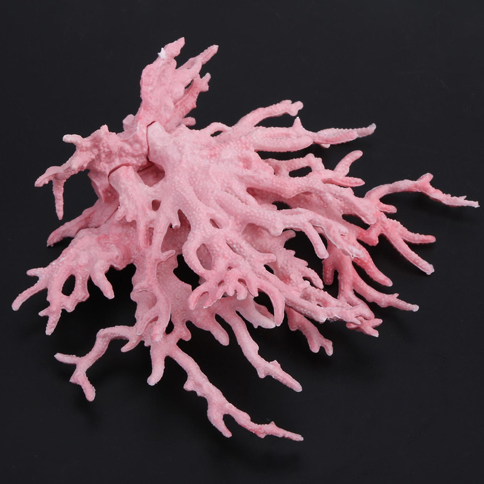 Plastic Vivid Artificial Coral Plant Ornament For Aquarium Underwater Fish Tank Pink Smart