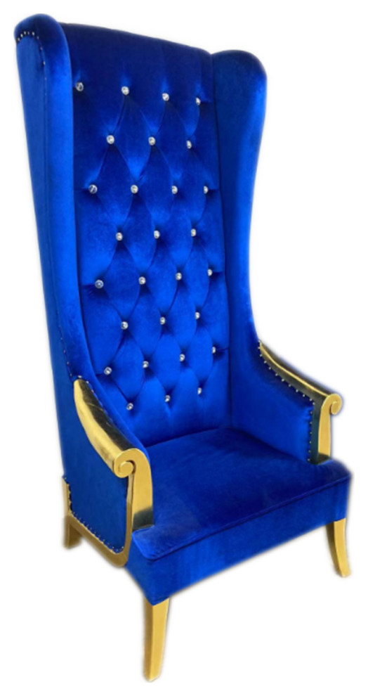 Infinity Blue Tufted Throne Chair   Traditional   Armchairs And Accent Chairs   by Infinity Furniture  Houzz