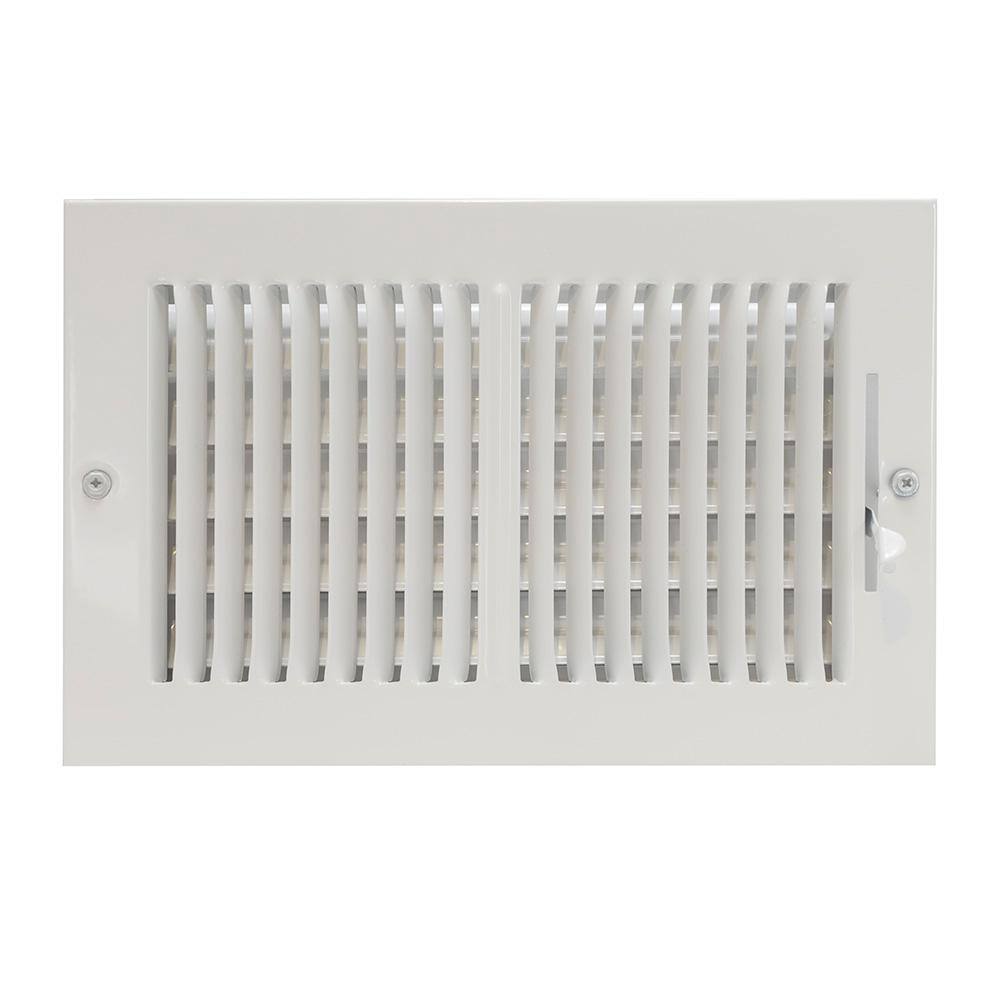 EZ-FLO 10 in. x 6 in. 2-Way Steel WallCeiling Register  White 61610