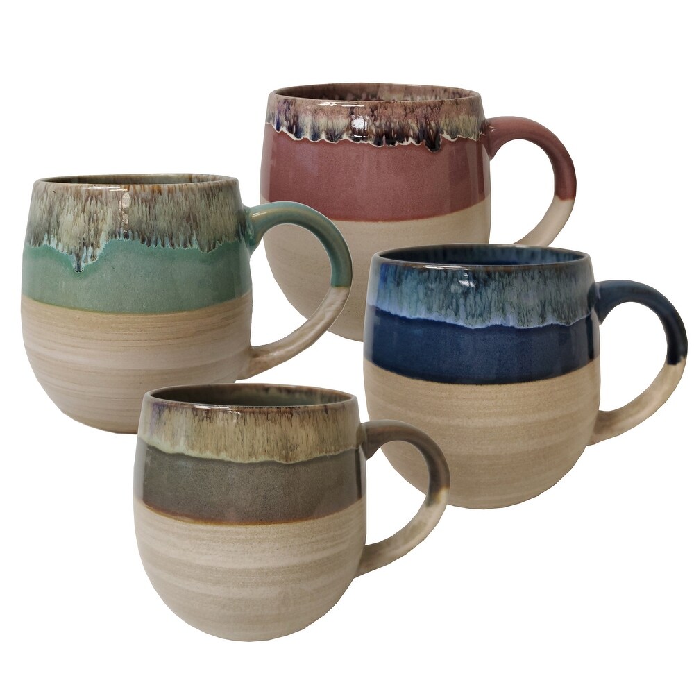 Tuscon 26 ounce Assorted Color Glaze Stoneware Mugs (Set of 4)