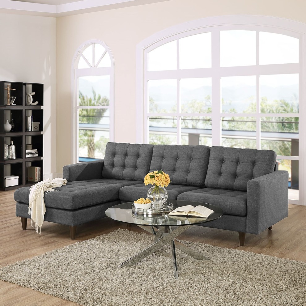 Modern Contemporary Urban Living Left Facing Sectional Sofa  Gray Gray  Fabric   Midcentury   Sectional Sofas   by House Bound  Houzz