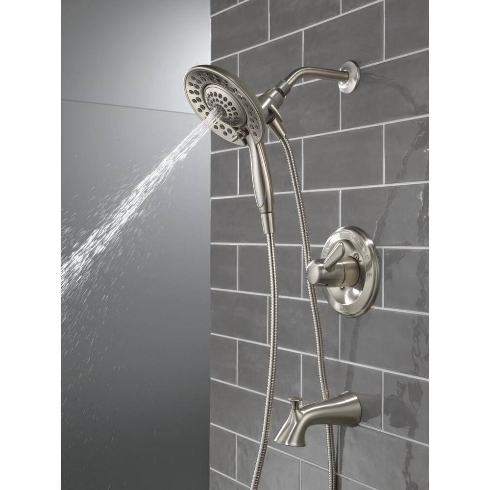 Delta Lahara In2ition 2-in-1 Single-Handle 5-Spray Tub and Shower Faucet in Brushed Nickel 144938DC-SS-I20