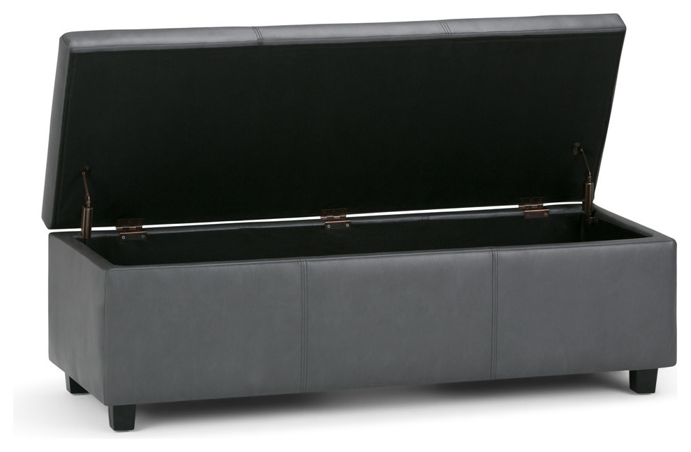 Avalon Contemporary Storage Ottoman  48 quot  Transitional   Footstools And Ottomans   by Simpli Home Ltd.  Houzz