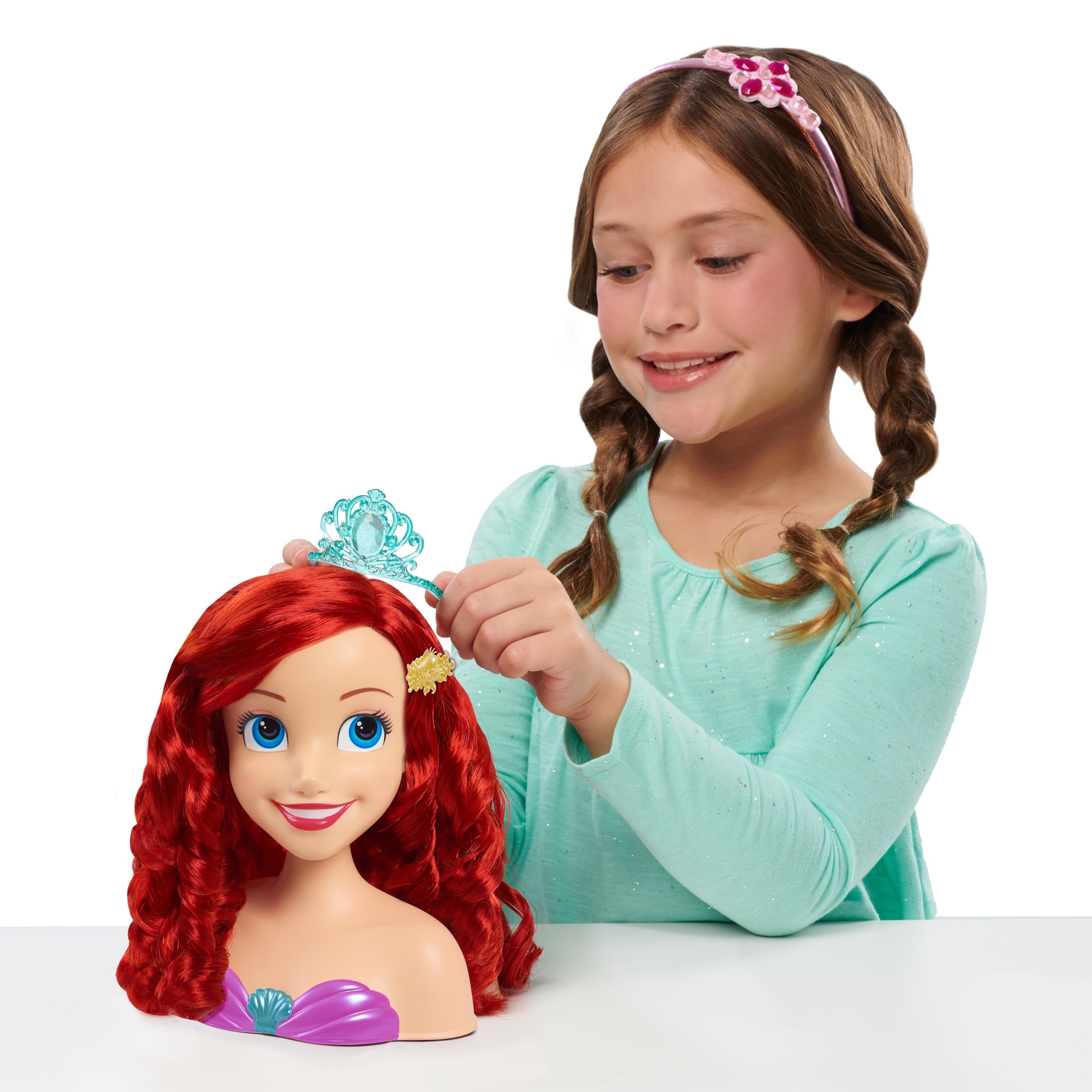 Disney Princess Ariel Styling Head, 18-pieces, Pretend Play, Officially Licensed Kids Toys for Ages 3 Up, Gifts and Presents