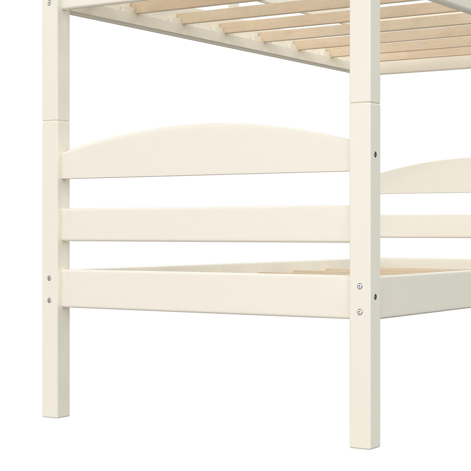 Better Homes & Gardens Leighton Solid Wood Twin-over-Twin Convertible Bunk Bed, White