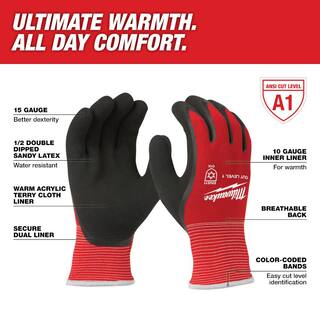 MW X-Large Red Latex Level 1 Cut Resistant Insulated Winter Dipped Work Gloves (12-Pack) 48-22-8913B