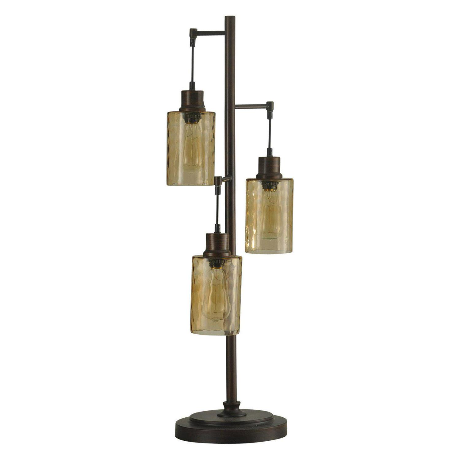 Table Lamp  Bronze Finish  Clear Dimpled Glass Shade