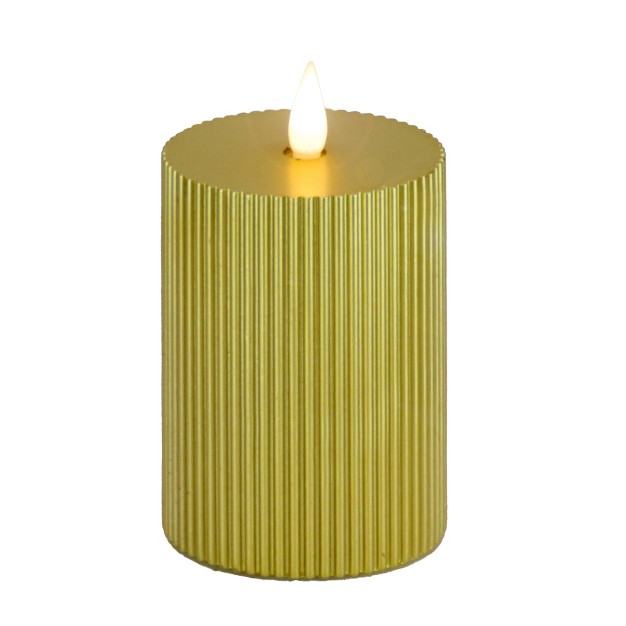 Hgtv Home Collection Georgetown Real Motion Flameless Candle With Remote Gold With Warm White Led Lights Battery Powered 10 In