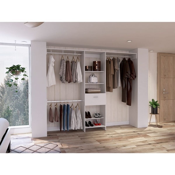 Distinctive Design 1-Drawer 5-Shelf Closet System for Living Room， Extra Space， Easy Assemble， Living Room， Bedroom - - 37928509