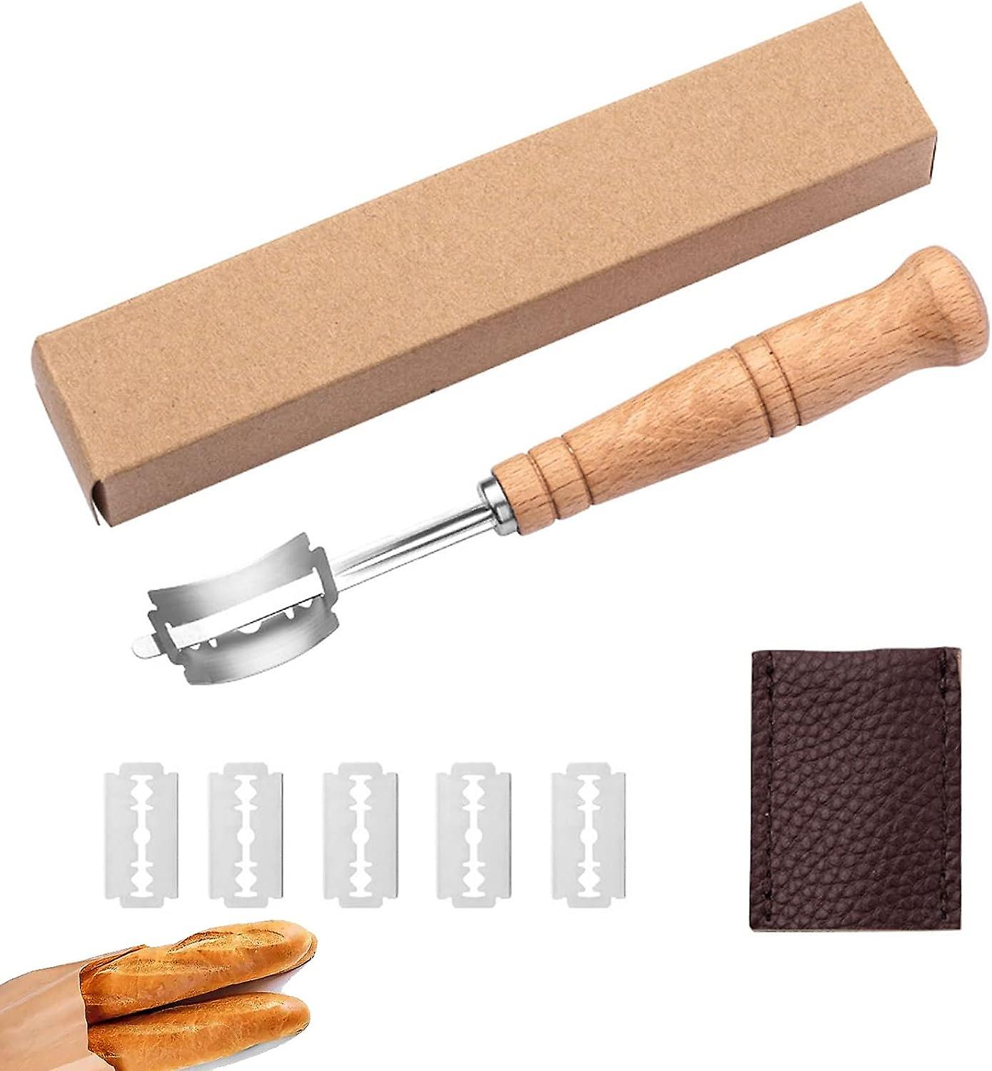 Bread Lame With 5 Cutter And Leather Storage Cover， Bread Lame Dough Scoring Tool， Bread Bakers Lame Slashing Tool， Bread Slicers For Homemade Bread (