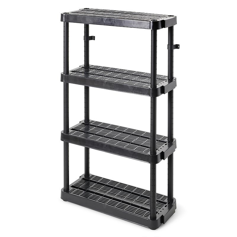 Gracious Living Medium Duty 4 Tier Ventilated Shelving Units， Black (3 Pack)