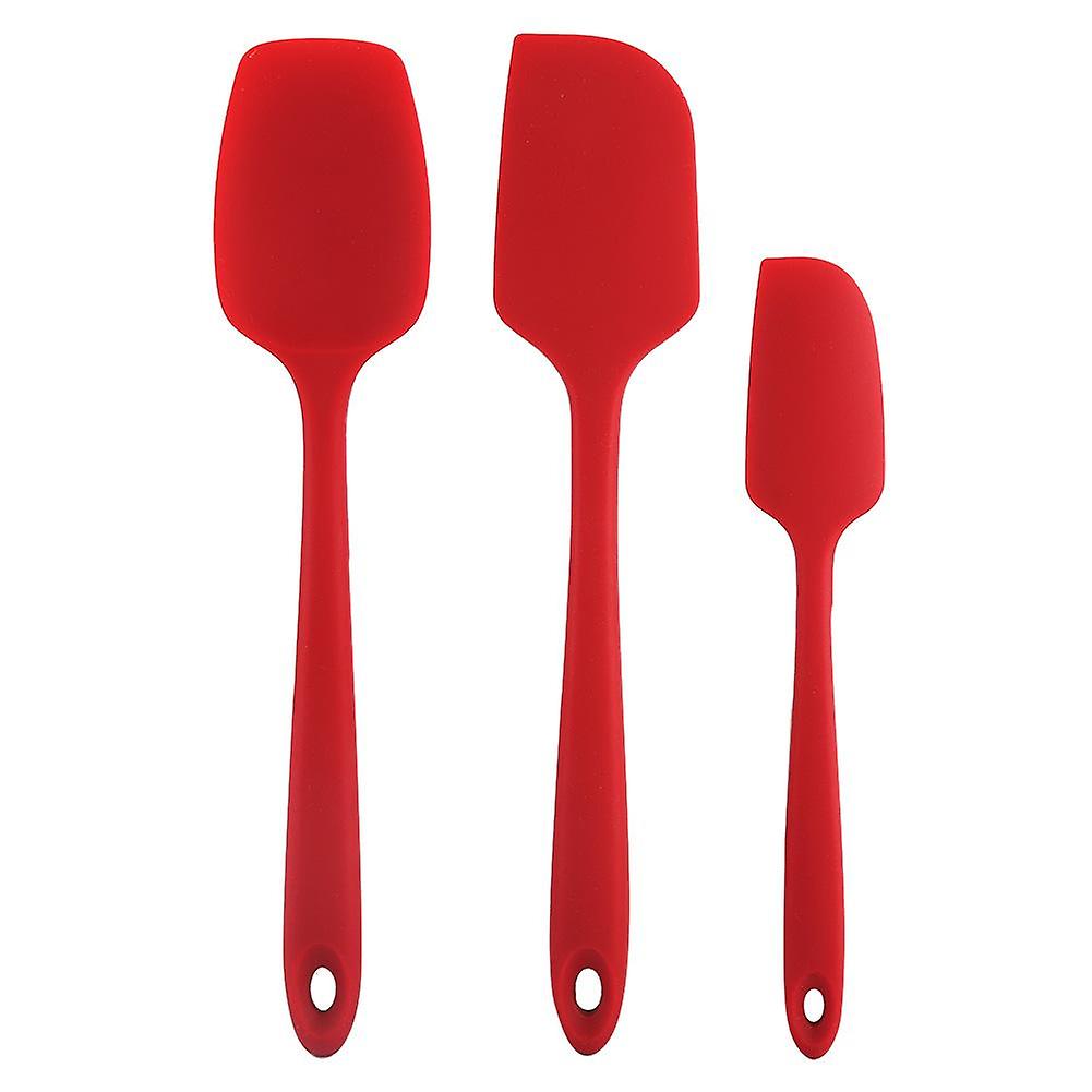 Three-piece silicone scraper Baking cake cream spatula knife batter mixing knife(Red)