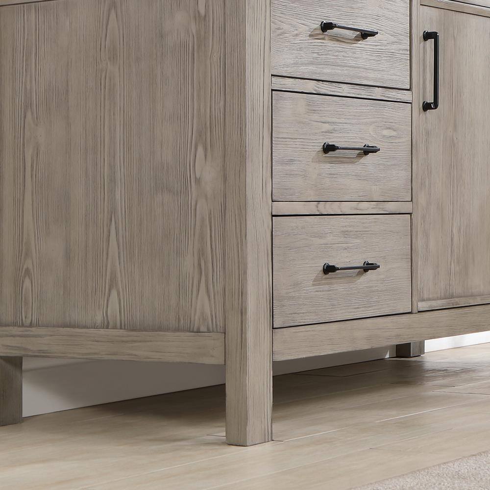 ROSWELL León 60 in. W x 22 in. D x 34 in. H Single Sink Bath Vanity in Fir Wood Grey with White Composite Stone Top 803860-FY-LW-NM