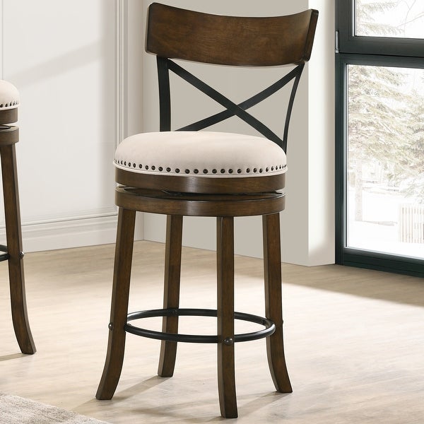 Furniture of America Heidi Modern Farmhouse Swivel Barstools Set of 2