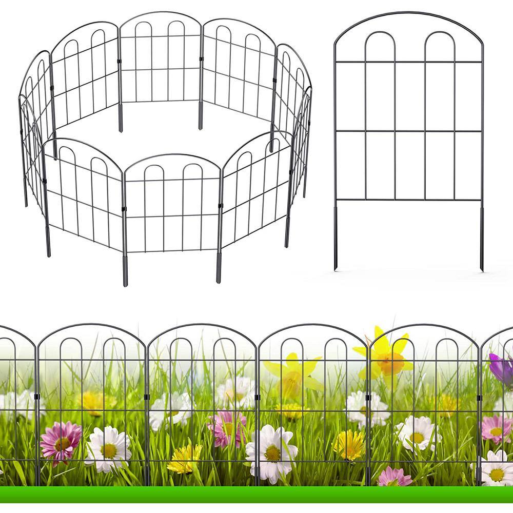 Oumilen 24 in. Metal Border Fence Decorative Garden Outdoor Coated Rustproof Landscape Wire Panels Decor LT-K112