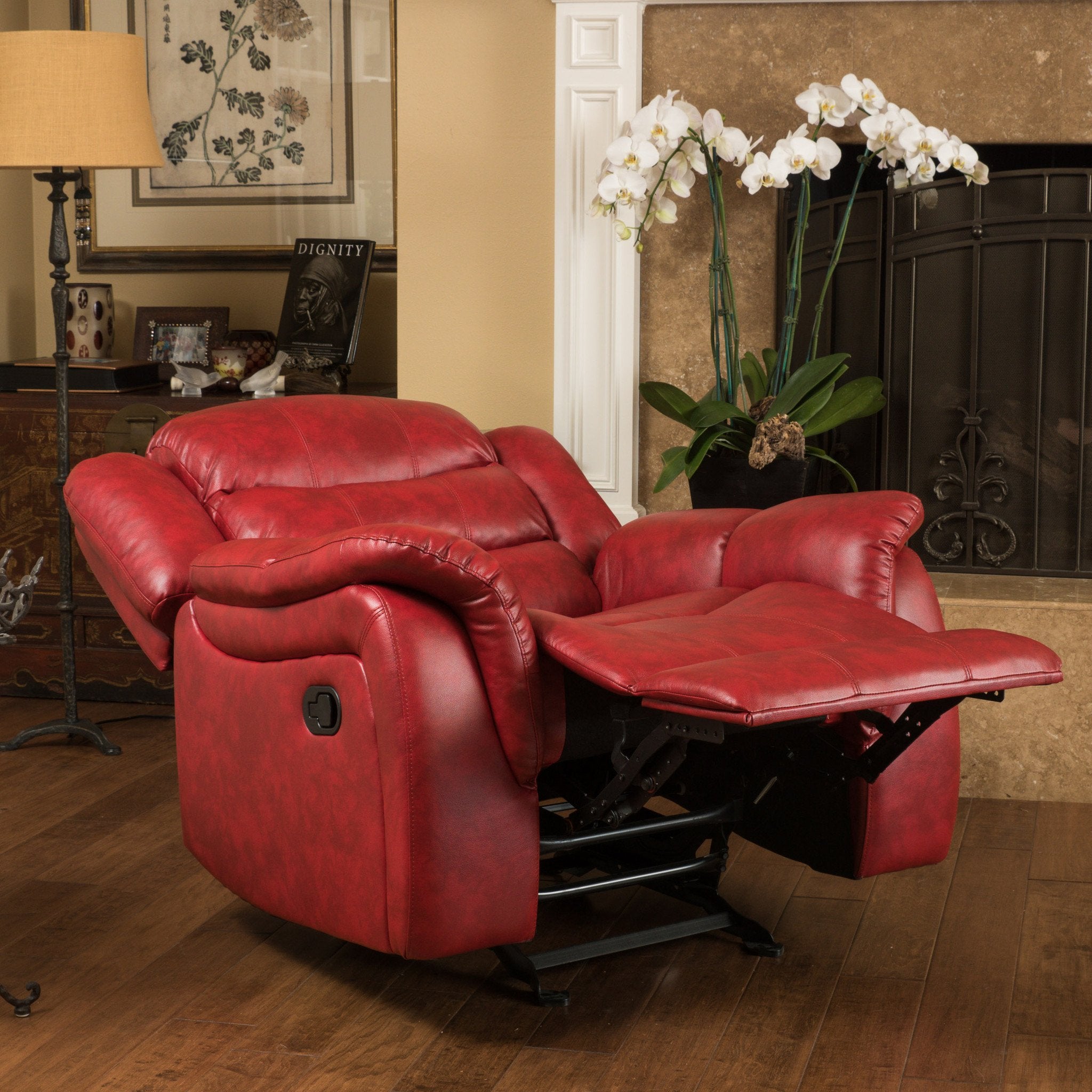 Hidal Contemporary Red Glider Recliner Chair