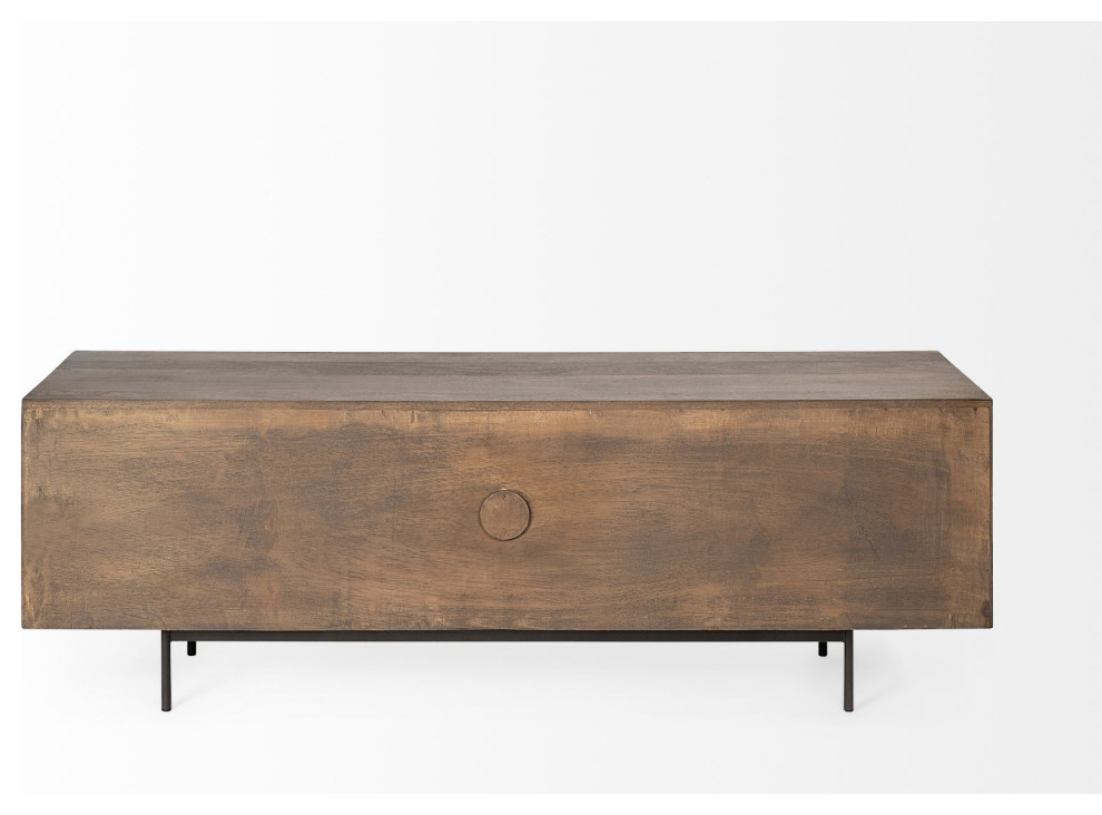 Grace I Two Toned Solid Wood Media Console With Slated Doors  TV up to 82 quot  Industrial   Entertainment Centers And Tv Stands   by HedgeApple  Houzz