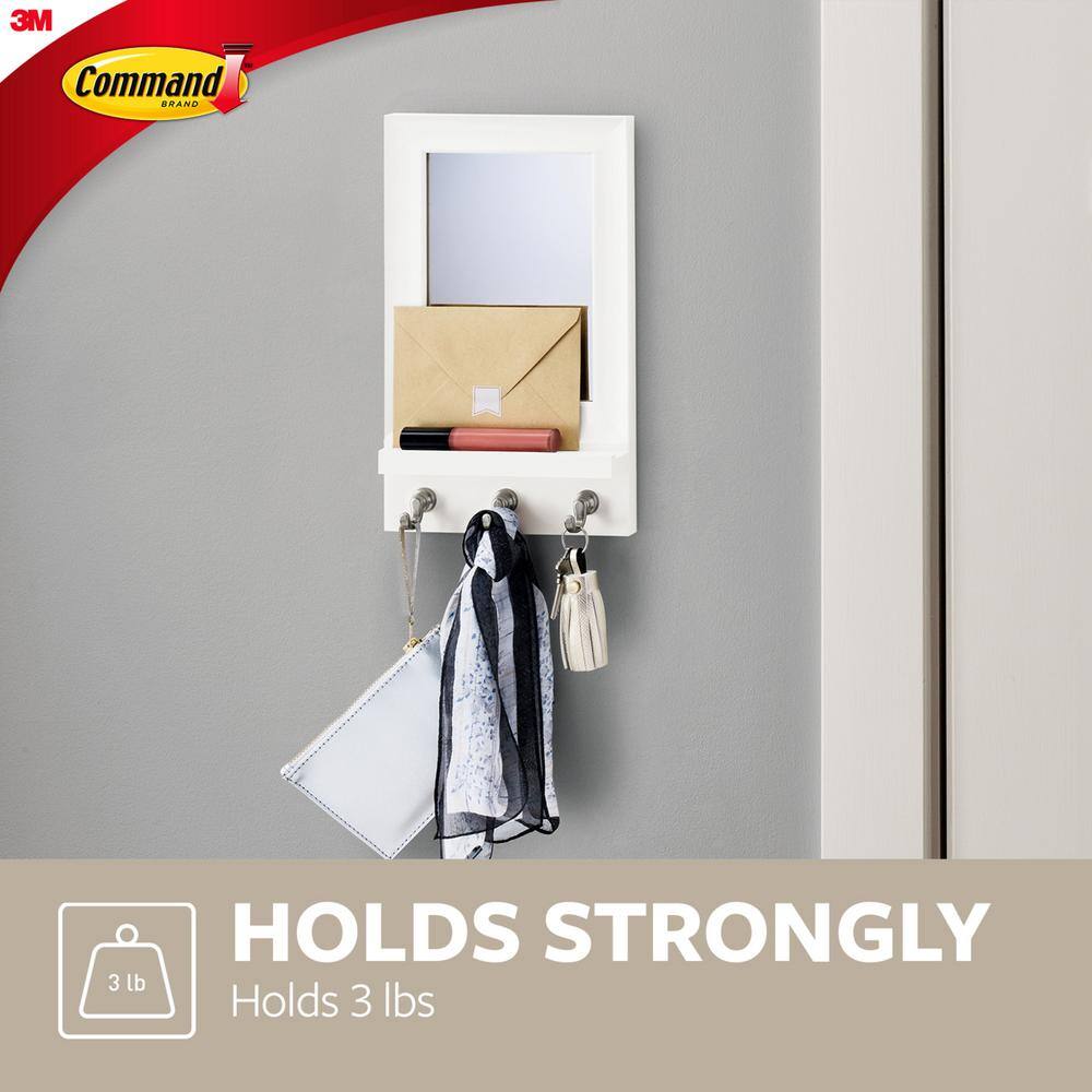 Command 2 lb. Quartz Hanging Mirror Organizer (1 Board 3 Hooks 8 Strips) HOM24MQ-ES