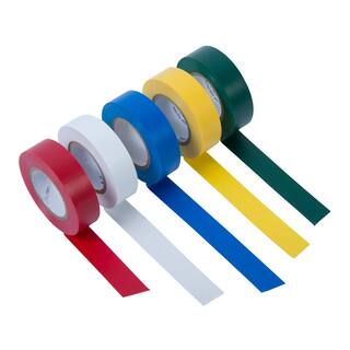 Gardner Bender 12 in. x 20 ft. Colored Electrical Tape (5-Pack) GTPC-550