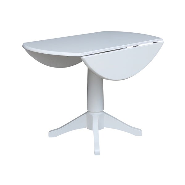 42 in Round Top Dual Drop Leaf Pedestal Table - White